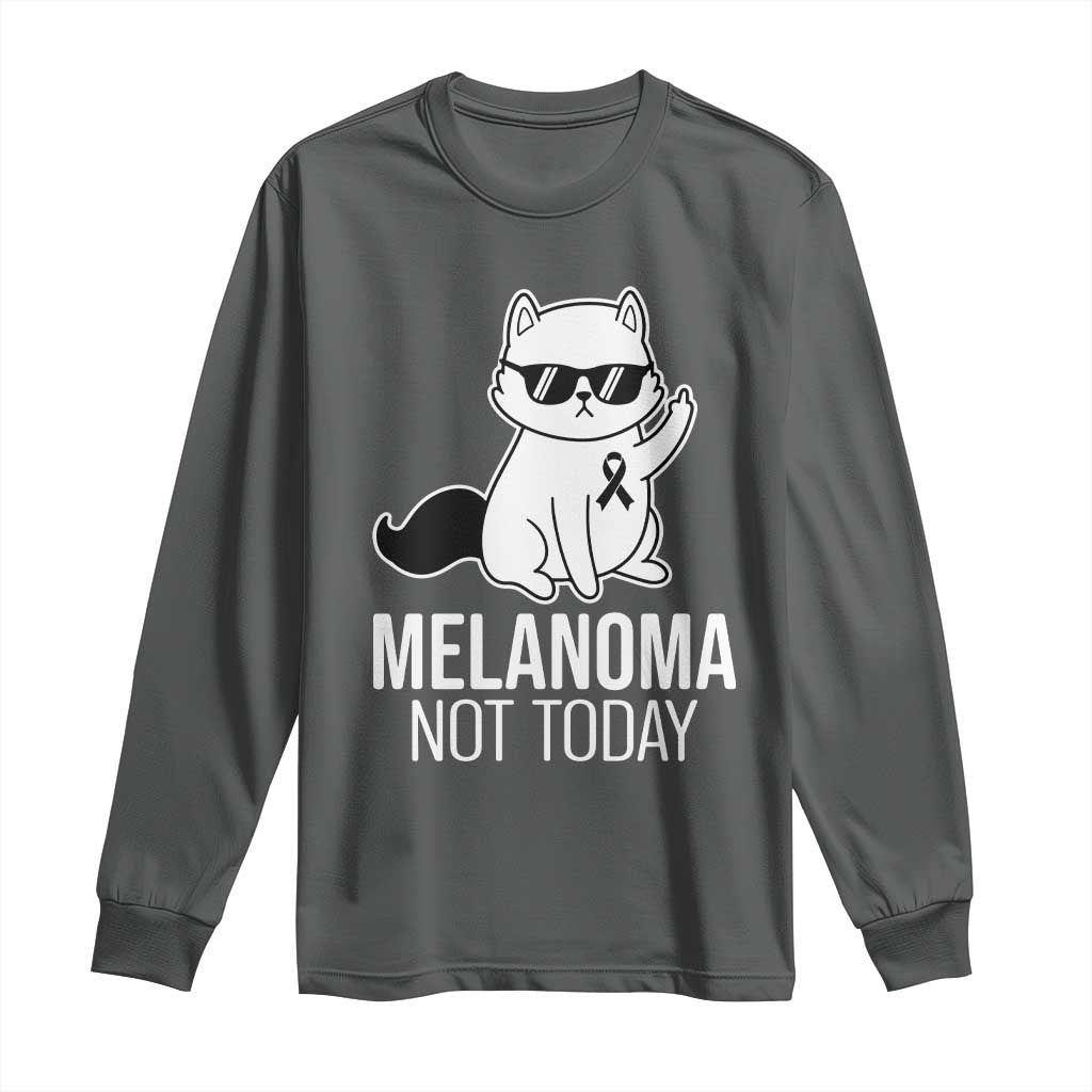 Melanoma Fighter Cat Long Sleeve Shirt Not Today Skin Cancer Awareness