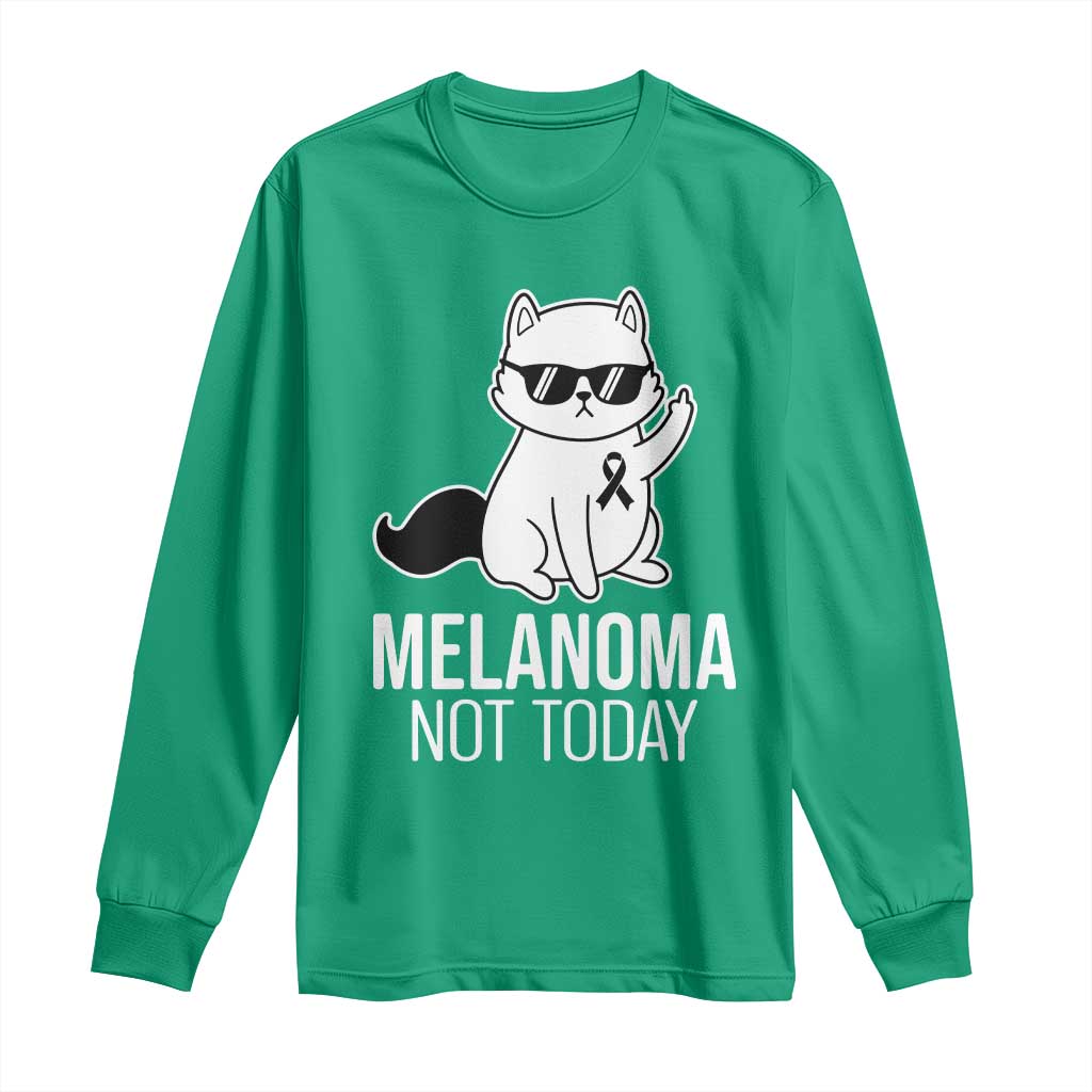 Melanoma Fighter Cat Long Sleeve Shirt Not Today Skin Cancer Awareness