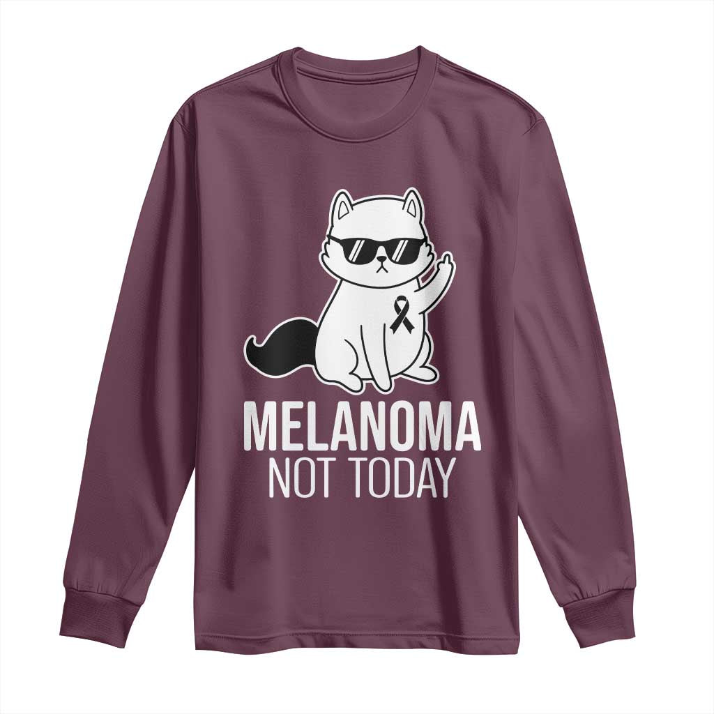 Melanoma Fighter Cat Long Sleeve Shirt Not Today Skin Cancer Awareness
