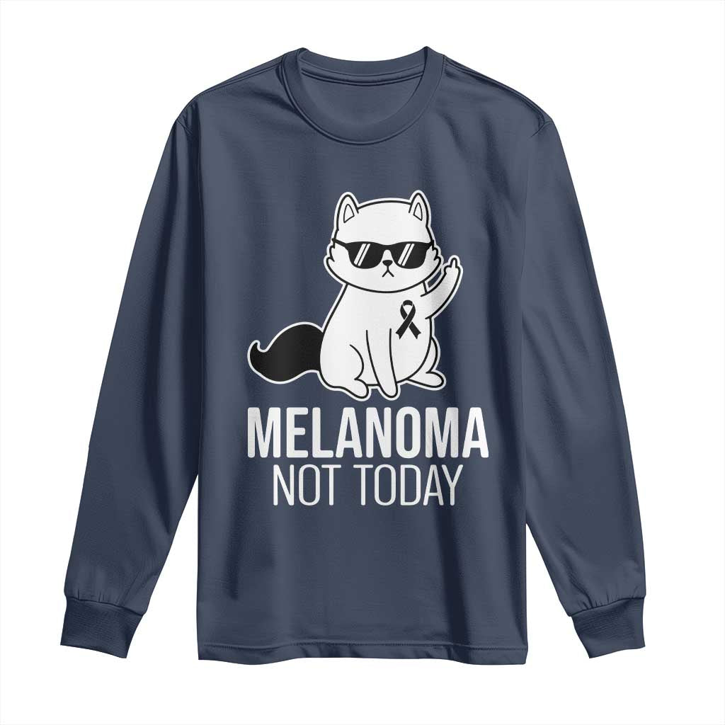 Melanoma Fighter Cat Long Sleeve Shirt Not Today Skin Cancer Awareness