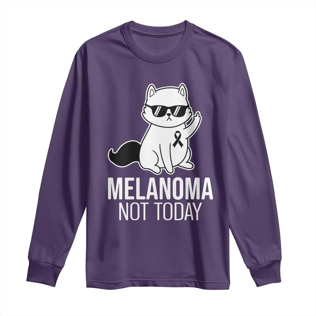 Melanoma Fighter Cat Long Sleeve Shirt Not Today Skin Cancer Awareness