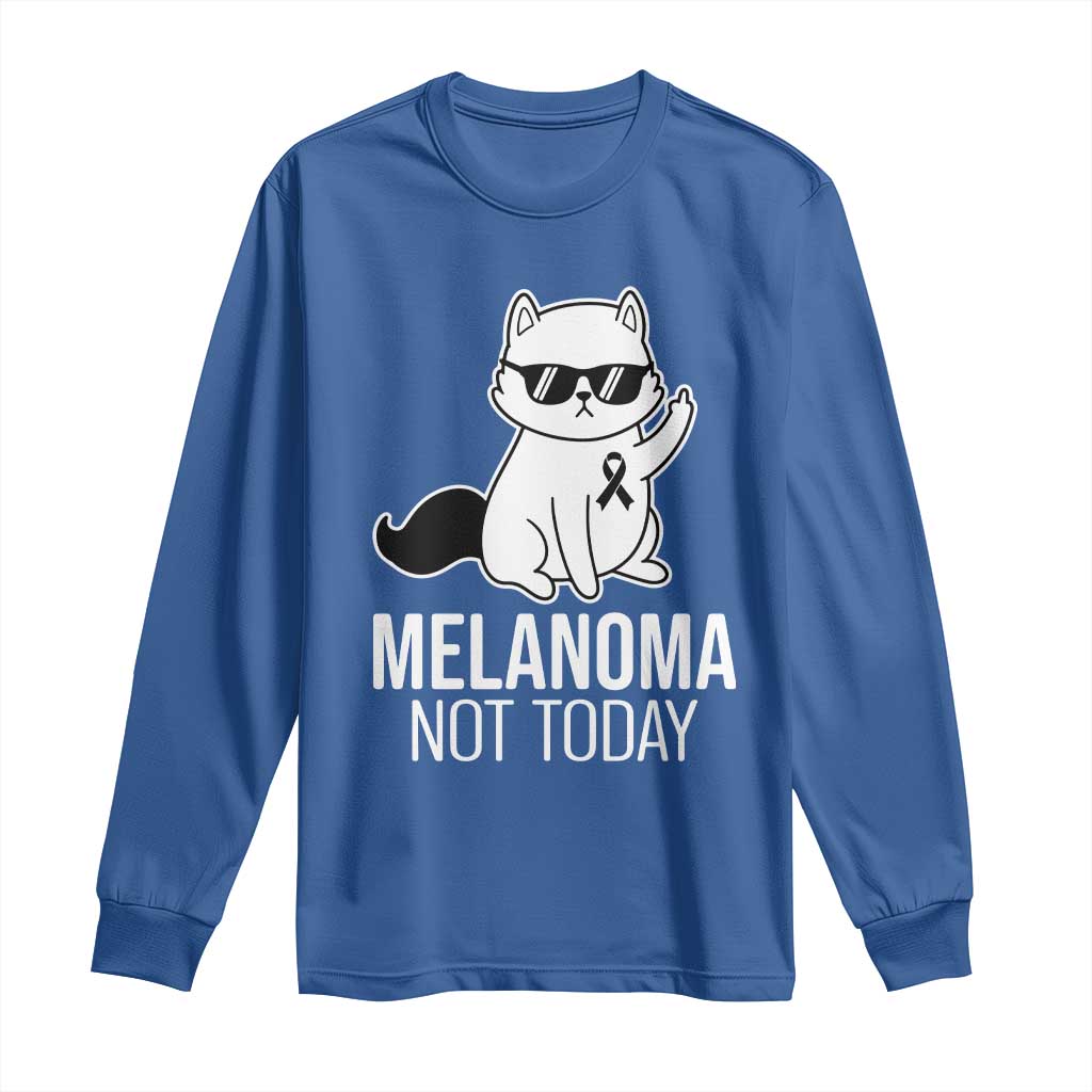 Melanoma Fighter Cat Long Sleeve Shirt Not Today Skin Cancer Awareness