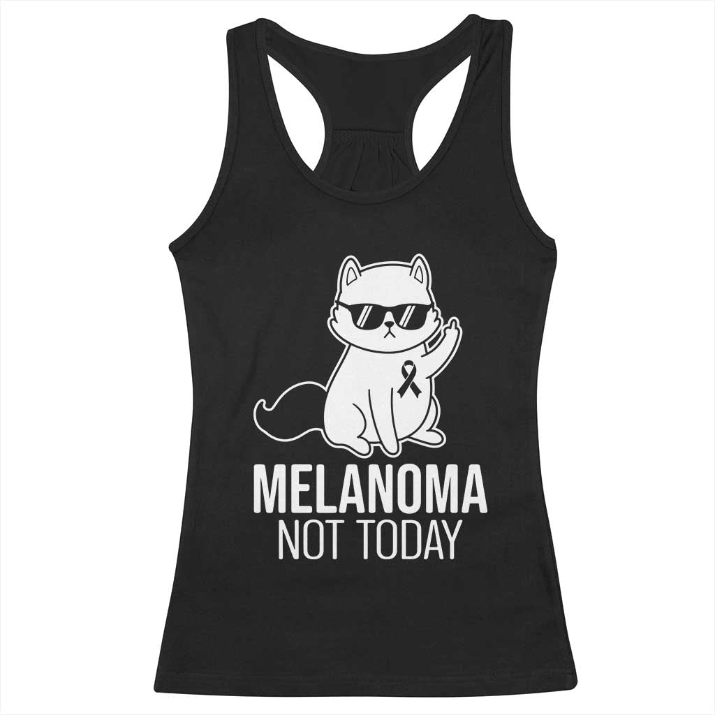 Melanoma Fighter Cat Racerback Tank Top Not Today Skin Cancer Awareness