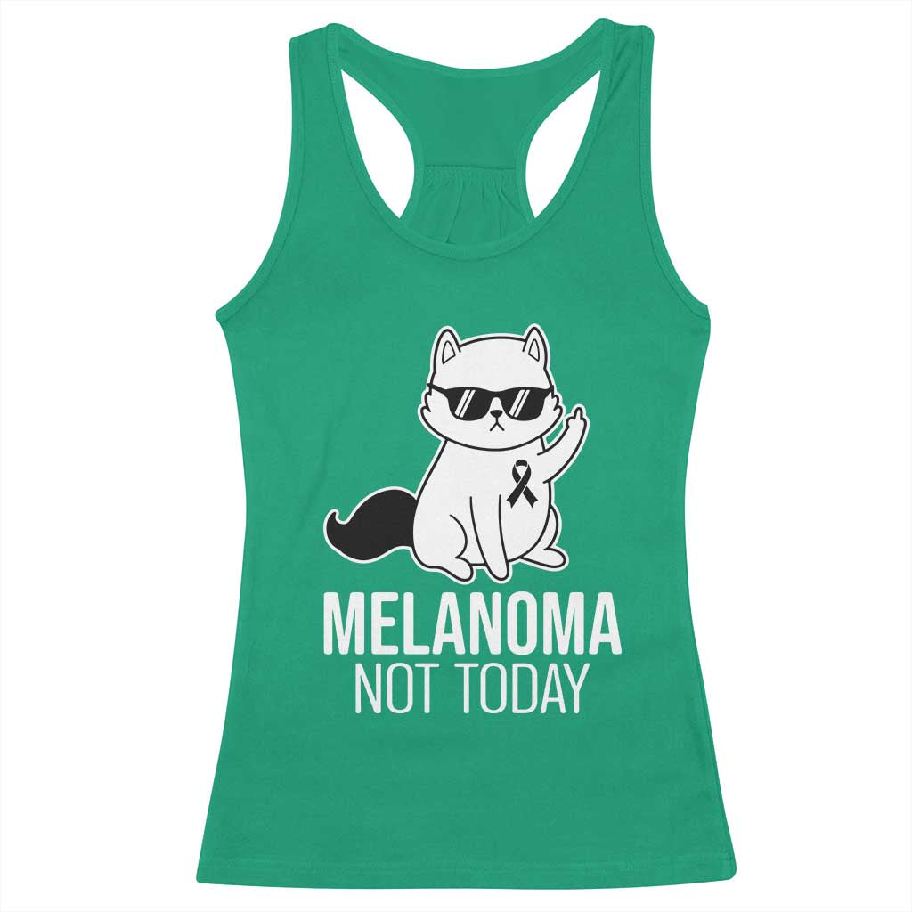 Melanoma Fighter Cat Racerback Tank Top Not Today Skin Cancer Awareness