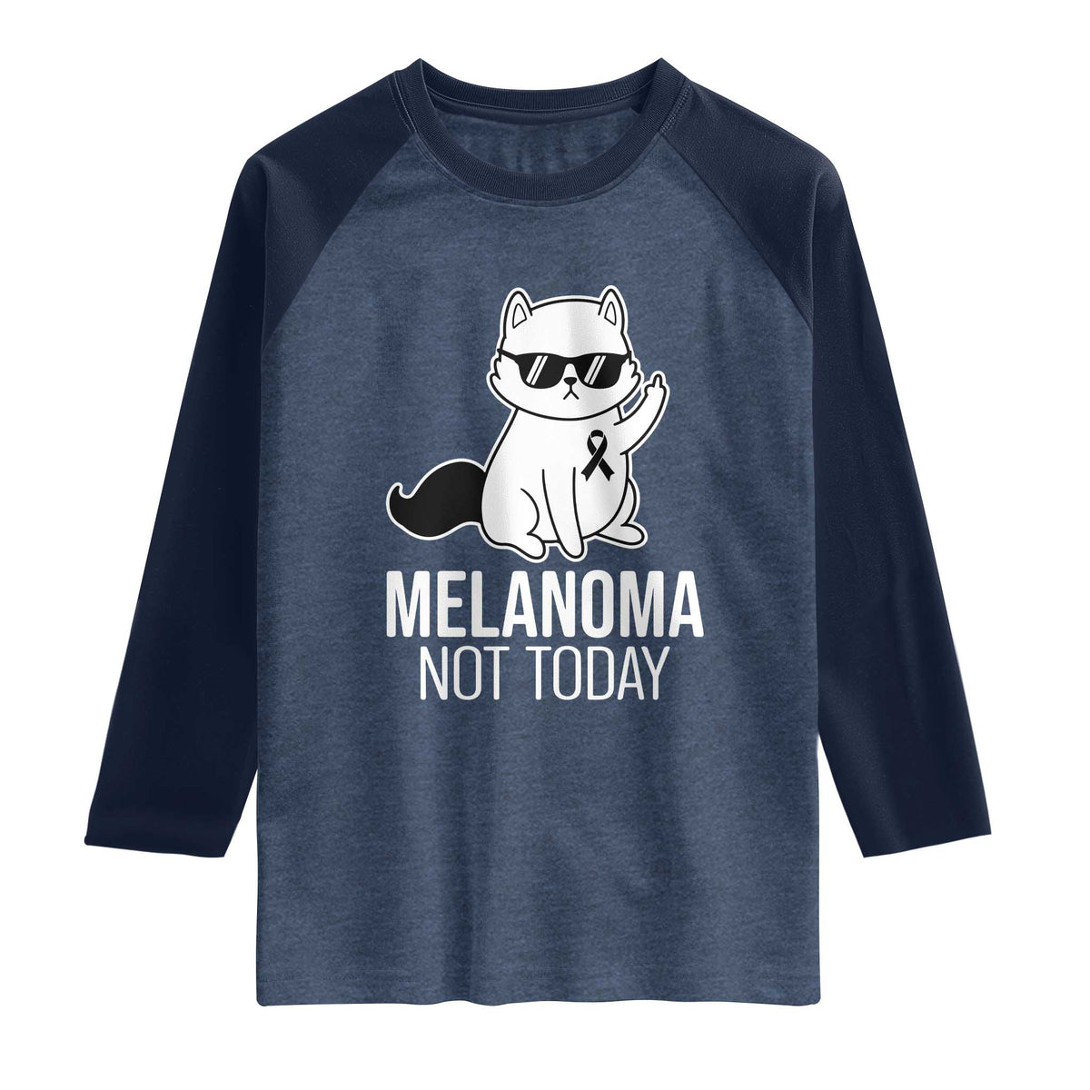 Melanoma Fighter Cat Raglan Shirt Not Today Skin Cancer Awareness