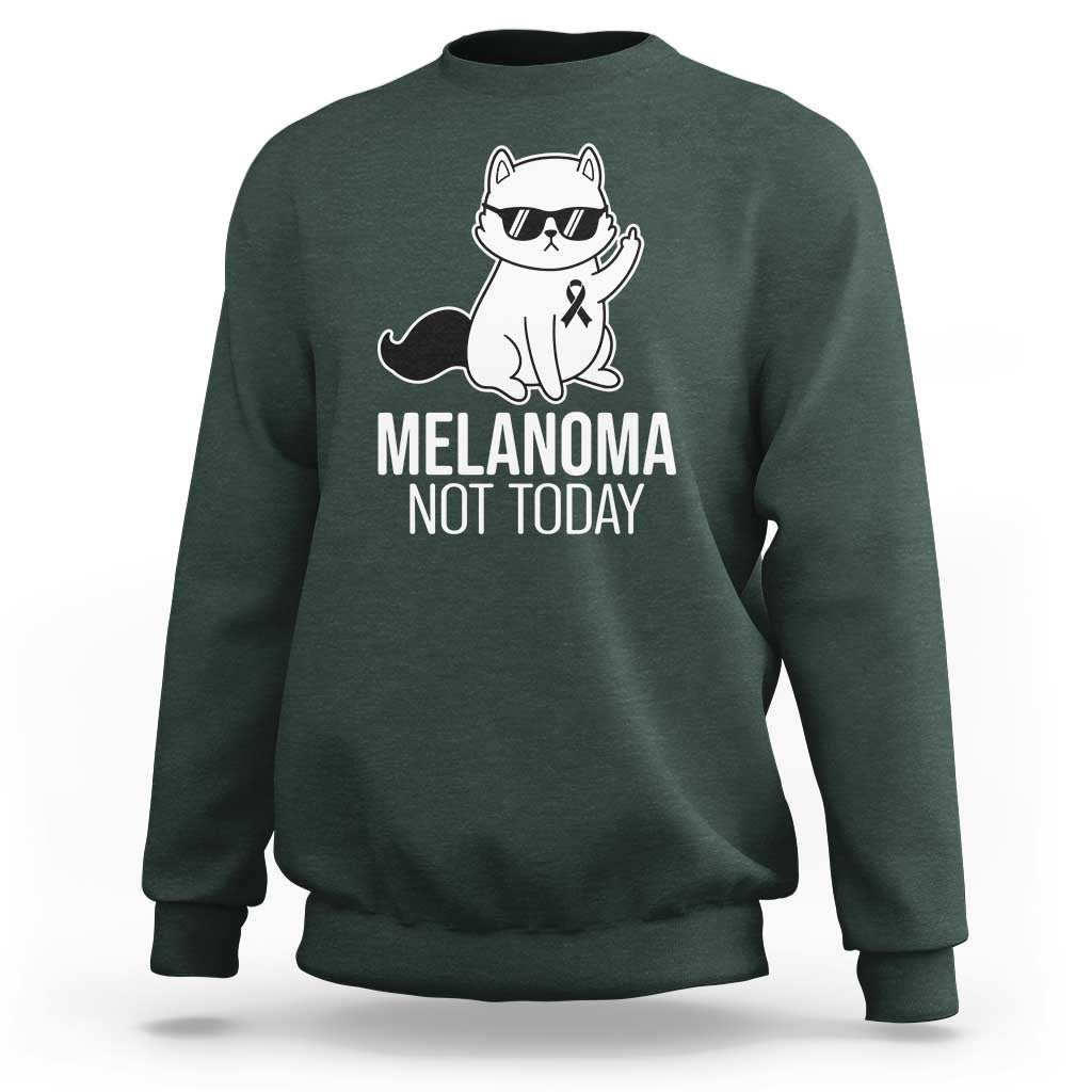 Melanoma Fighter Cat Sweatshirt Not Today Skin Cancer Awareness