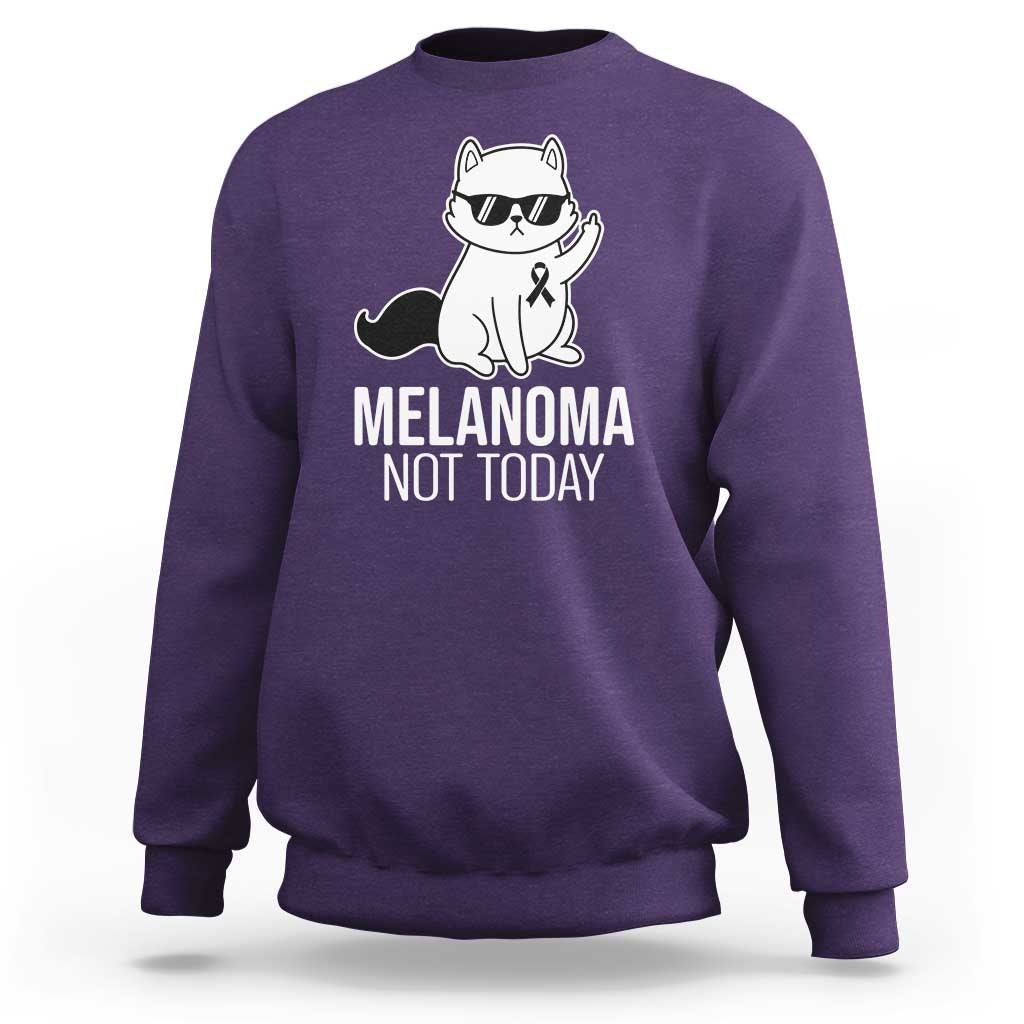 Melanoma Fighter Cat Sweatshirt Not Today Skin Cancer Awareness