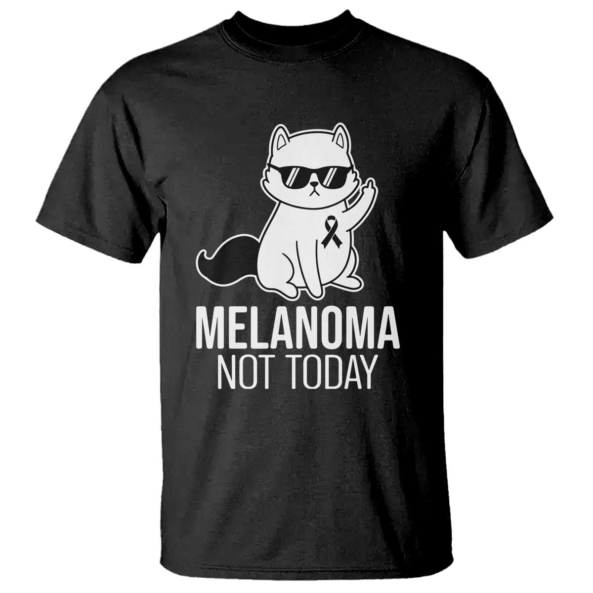 Melanoma Fighter Cat T Shirt Not Today Skin Cancer Awareness