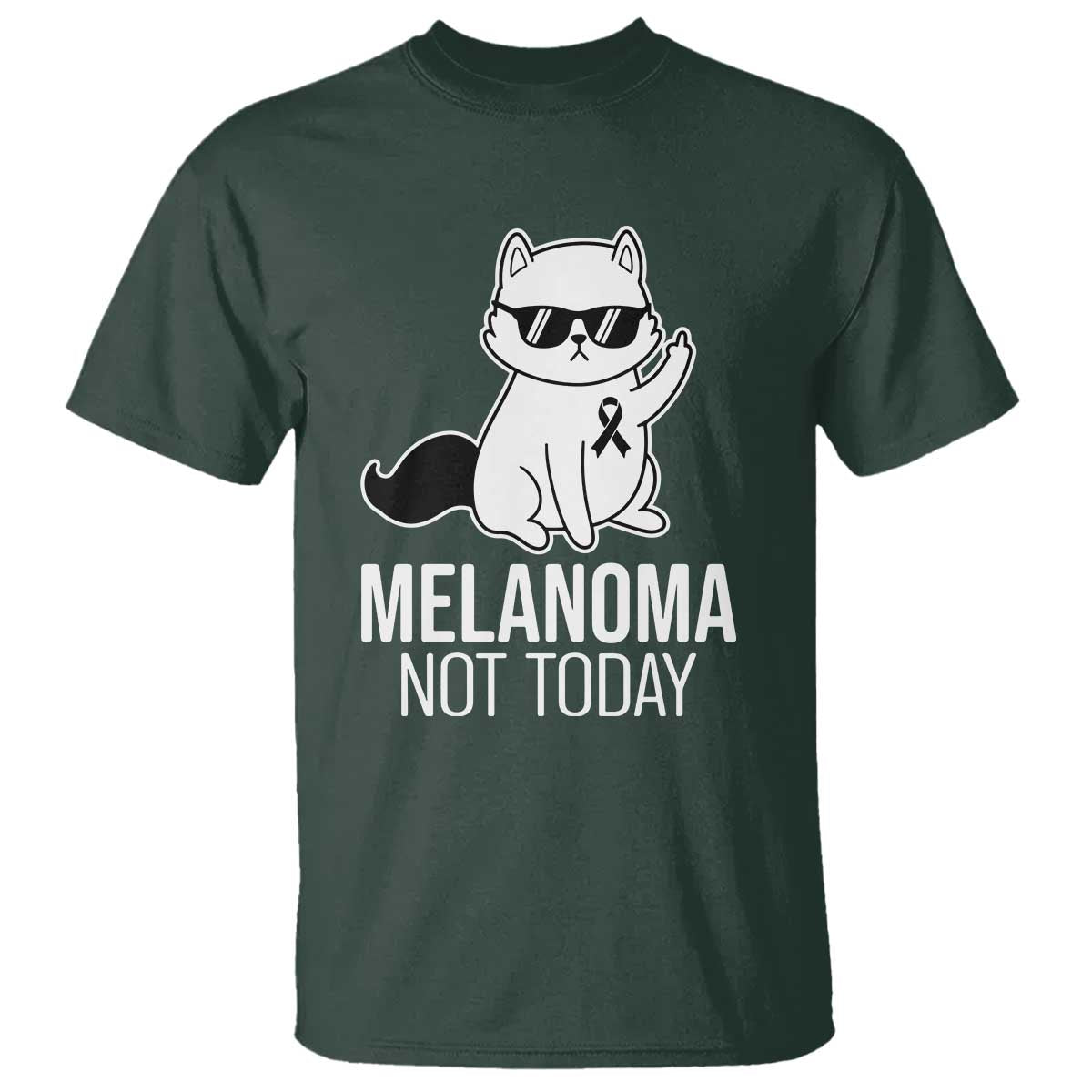 Melanoma Fighter Cat T Shirt Not Today Skin Cancer Awareness
