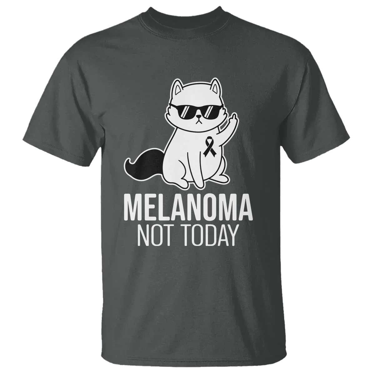Melanoma Fighter Cat T Shirt Not Today Skin Cancer Awareness