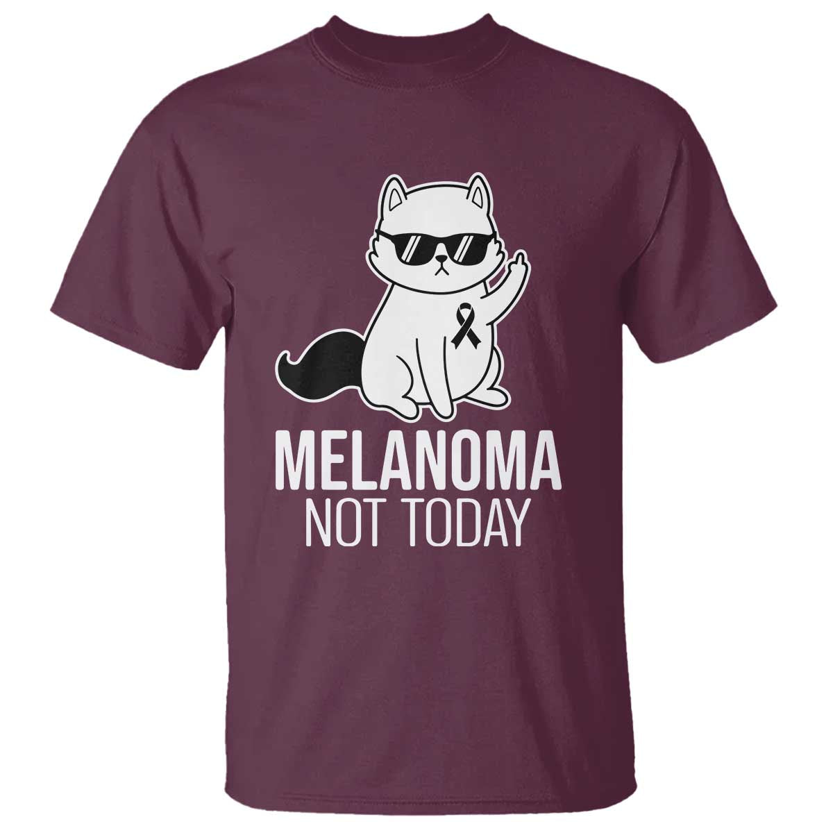 Melanoma Fighter Cat T Shirt Not Today Skin Cancer Awareness