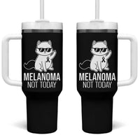Melanoma Fighter Cat Tumbler With Handle Not Today Skin Cancer Awareness