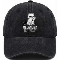 Melanoma Fighter Cat Washed Cotton Baseball Cap Not Today Skin Cancer Awareness