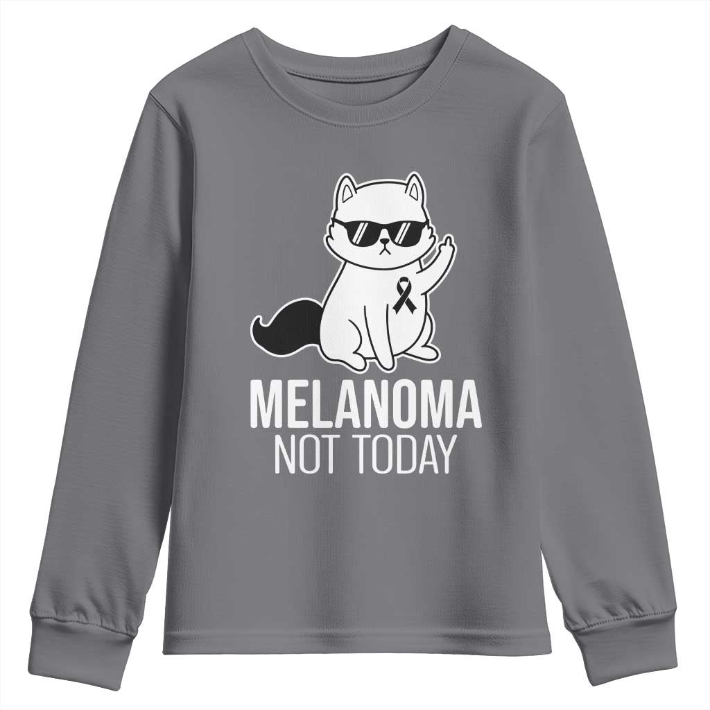 Melanoma Fighter Cat Youth Sweatshirt Not Today Skin Cancer Awareness
