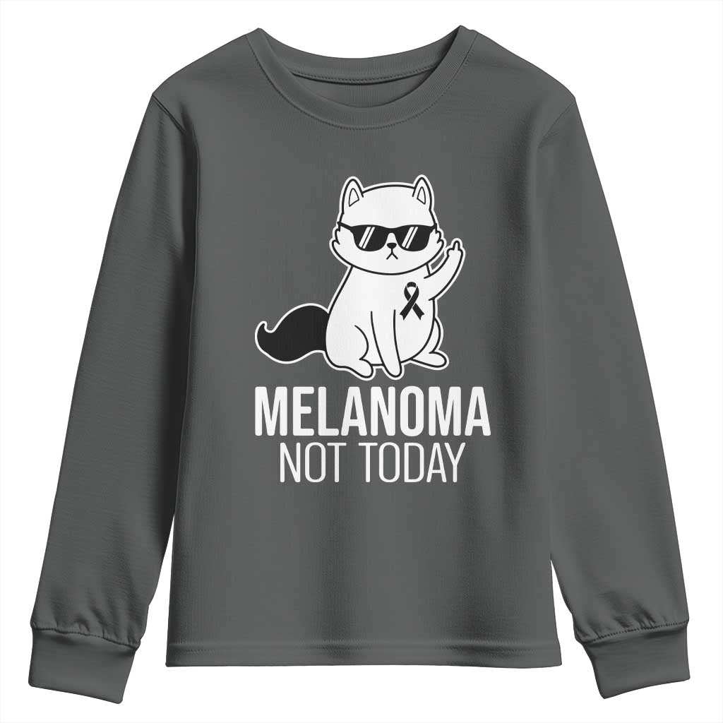 Melanoma Fighter Cat Youth Sweatshirt Not Today Skin Cancer Awareness