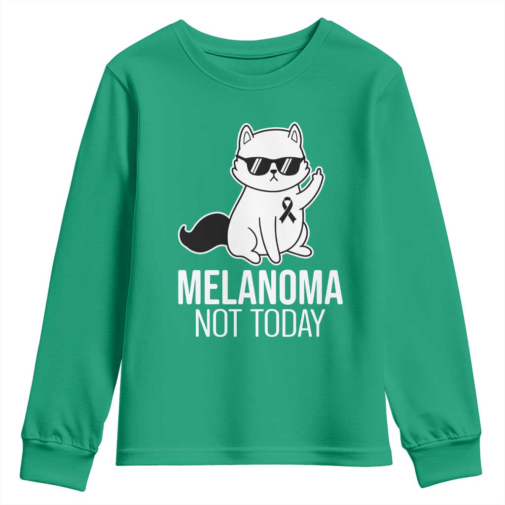 Melanoma Fighter Cat Youth Sweatshirt Not Today Skin Cancer Awareness