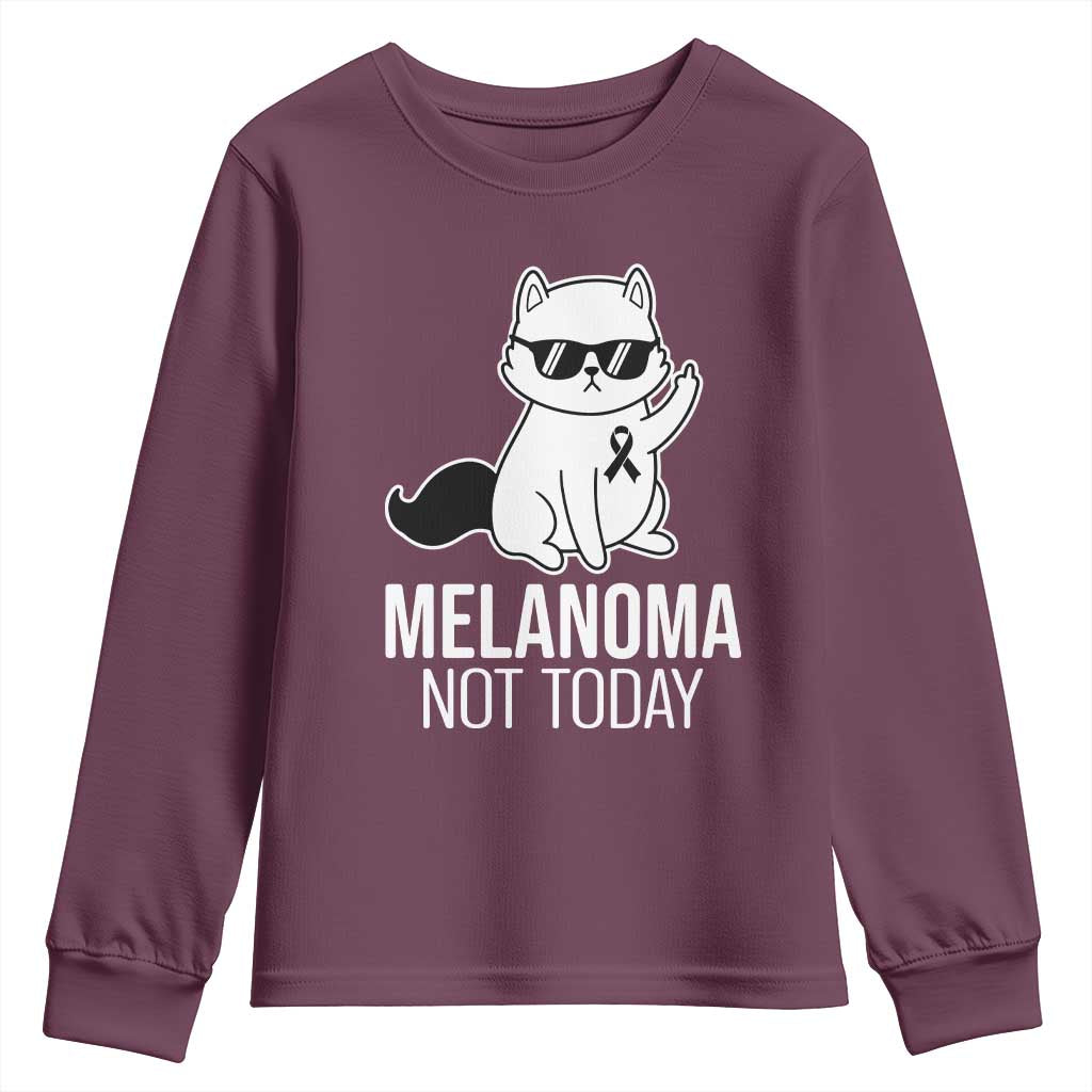Melanoma Fighter Cat Youth Sweatshirt Not Today Skin Cancer Awareness