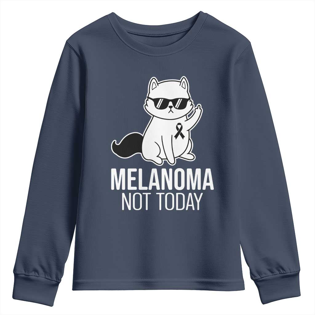 Melanoma Fighter Cat Youth Sweatshirt Not Today Skin Cancer Awareness