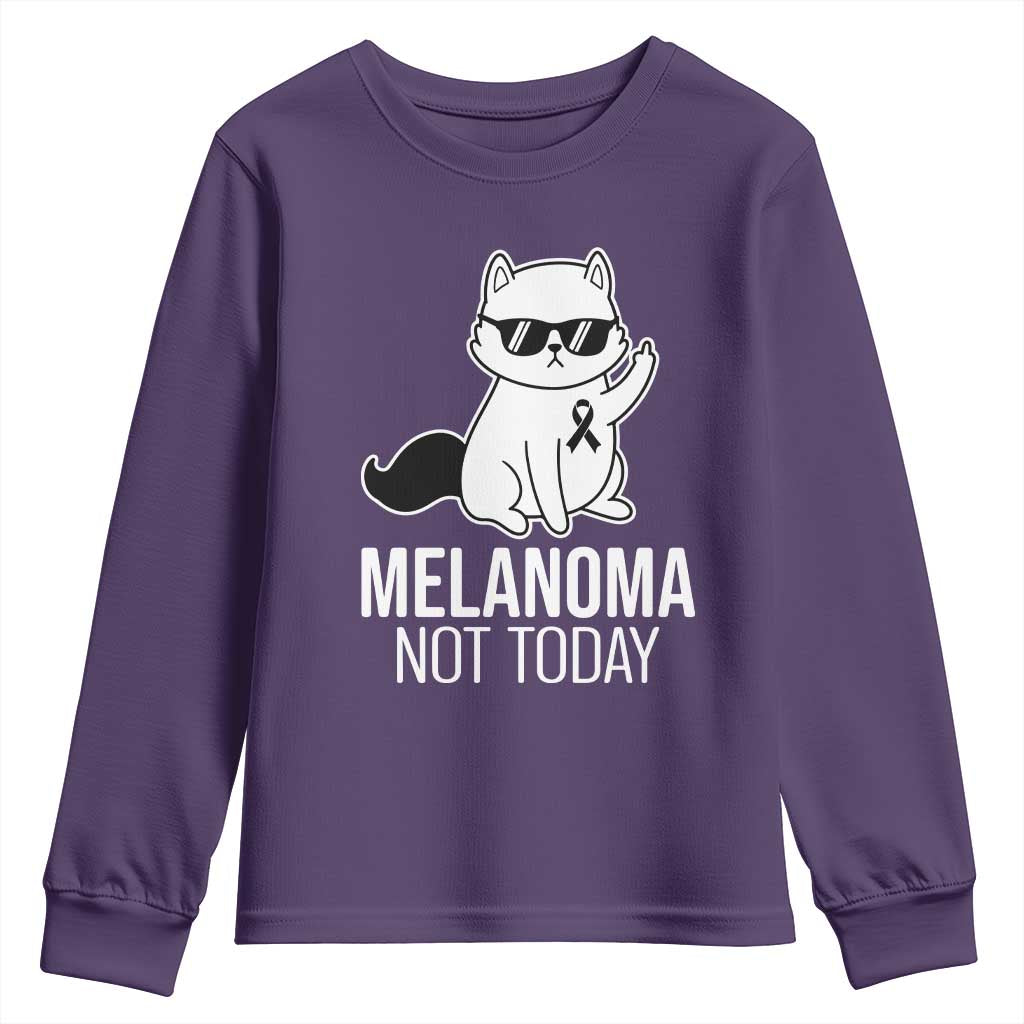 Melanoma Fighter Cat Youth Sweatshirt Not Today Skin Cancer Awareness