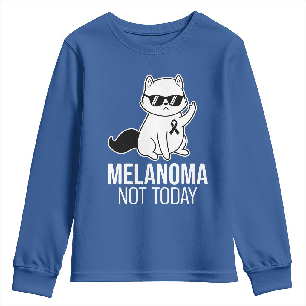 Melanoma Fighter Cat Youth Sweatshirt Not Today Skin Cancer Awareness