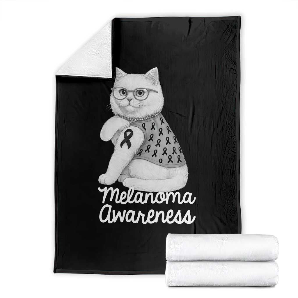 British Shorthair Skin Cancer Awareness Throw Blanket Melanoma Fighter Cat Gift