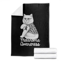 British Shorthair Skin Cancer Awareness Throw Blanket Melanoma Fighter Cat Gift