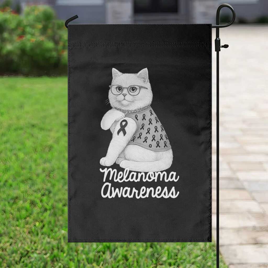 British Shorthair Skin Cancer Awareness Garden Flag Melanoma Fighter Cat Gift