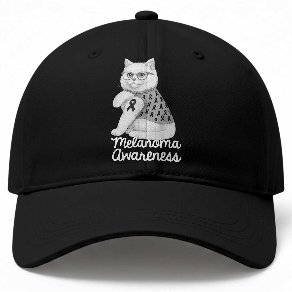 British Shorthair Skin Cancer Awareness Baseball Cap Melanoma Fighter Cat Gift