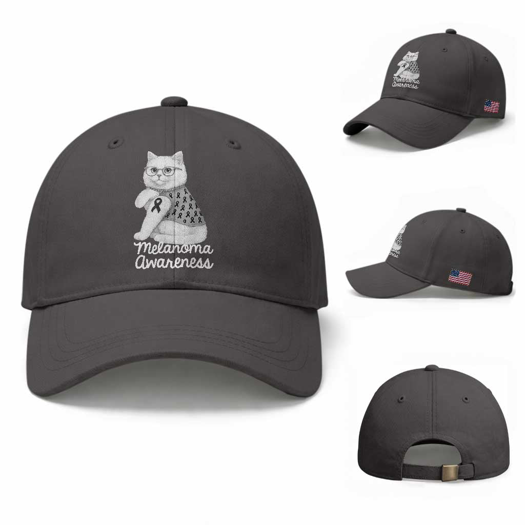 British Shorthair Skin Cancer Awareness Baseball Cap Melanoma Fighter Cat Gift