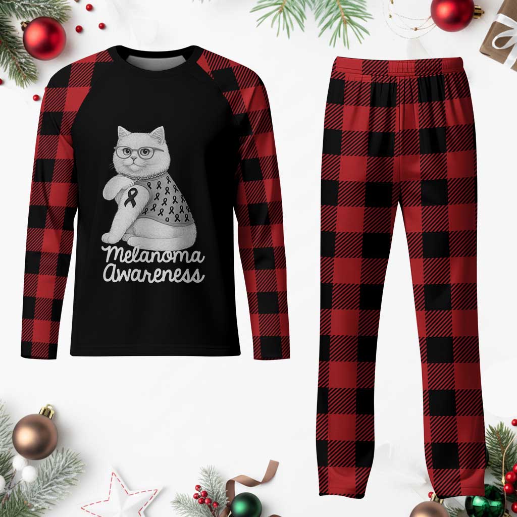 British Shorthair Skin Cancer Awareness Plaid Pajama Set Melanoma Fighter Cat Gift