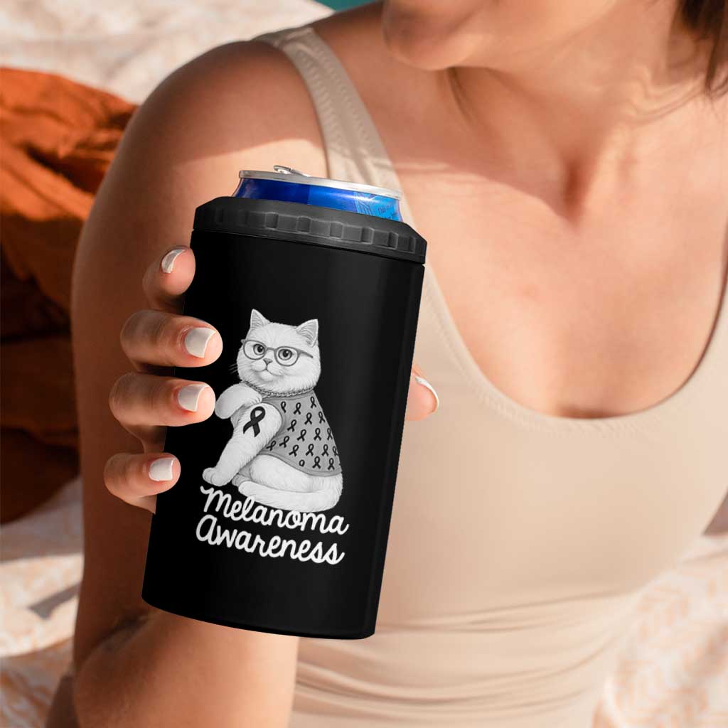 British Shorthair Skin Cancer Awareness 4 in 1 Can Cooler Tumbler Melanoma Fighter Cat Gift