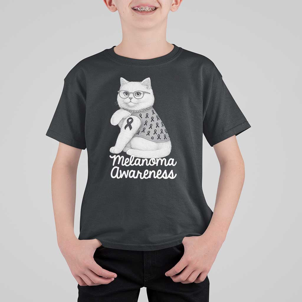 British Shorthair Skin Cancer Awareness T Shirt For Kid Melanoma Fighter Cat Gift