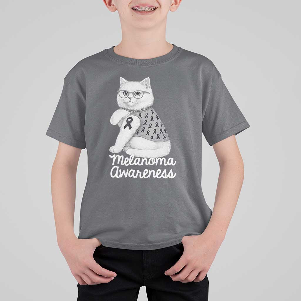 British Shorthair Skin Cancer Awareness T Shirt For Kid Melanoma Fighter Cat Gift