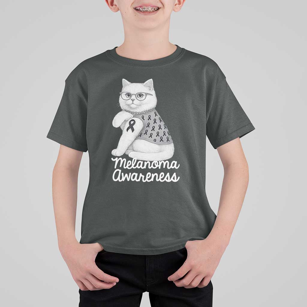 British Shorthair Skin Cancer Awareness T Shirt For Kid Melanoma Fighter Cat Gift