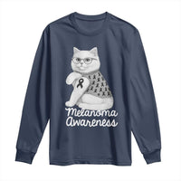 British Shorthair Skin Cancer Awareness Long Sleeve Shirt Melanoma Fighter Cat Gift