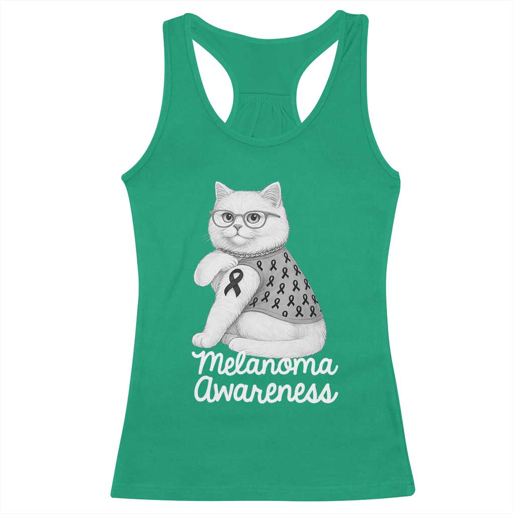 British Shorthair Skin Cancer Awareness Racerback Tank Top Melanoma Fighter Cat Gift