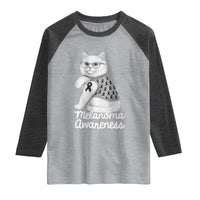 British Shorthair Skin Cancer Awareness Raglan Shirt Melanoma Fighter Cat Gift
