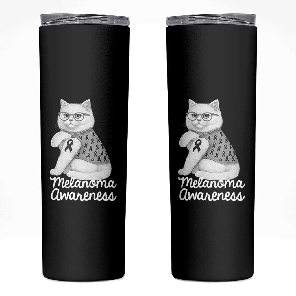 British Shorthair Skin Cancer Awareness Skinny Tumbler Melanoma Fighter Cat Gift