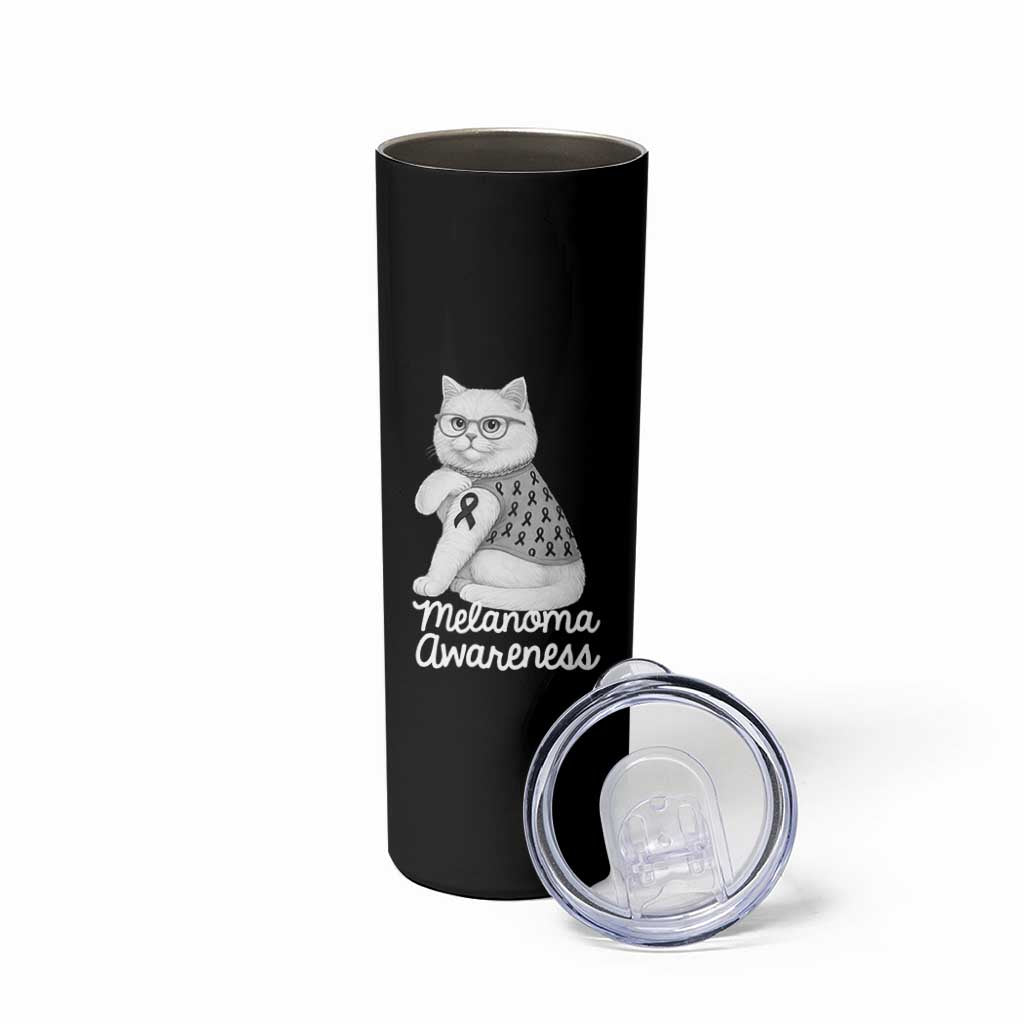 British Shorthair Skin Cancer Awareness Skinny Tumbler Melanoma Fighter Cat Gift