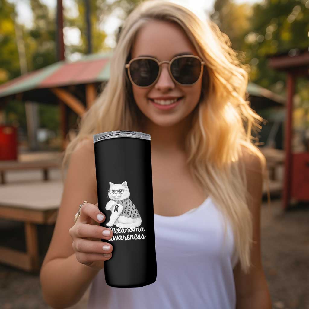 British Shorthair Skin Cancer Awareness Skinny Tumbler Melanoma Fighter Cat Gift