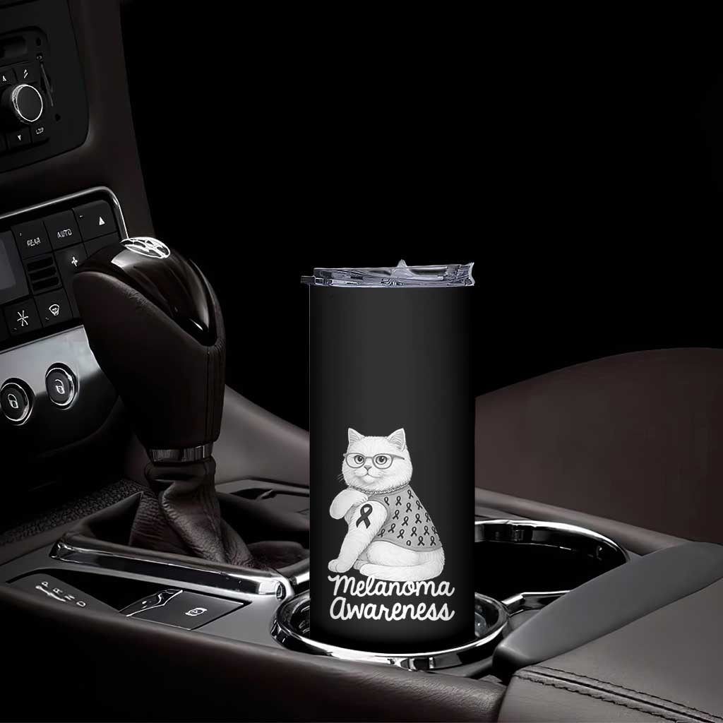 British Shorthair Skin Cancer Awareness Skinny Tumbler Melanoma Fighter Cat Gift