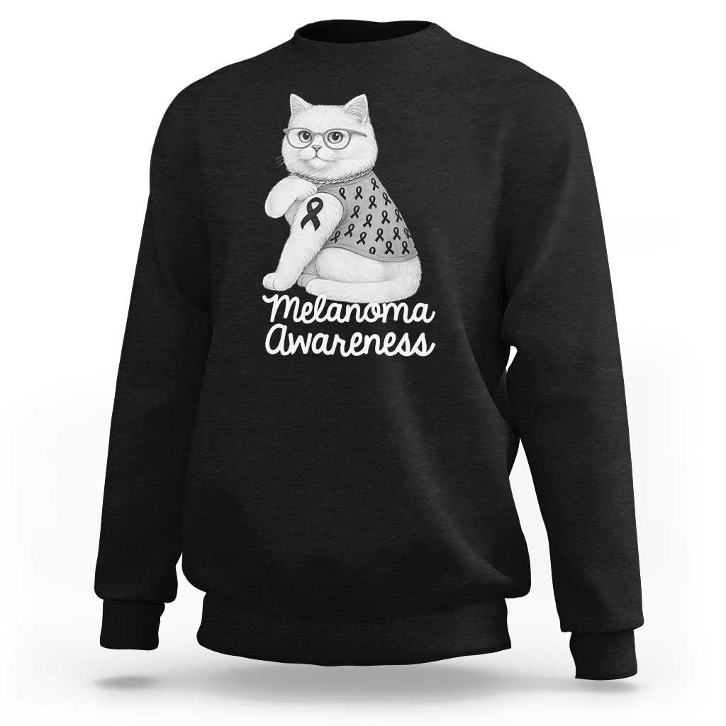 British Shorthair Skin Cancer Awareness Sweatshirt Melanoma Fighter Cat Gift