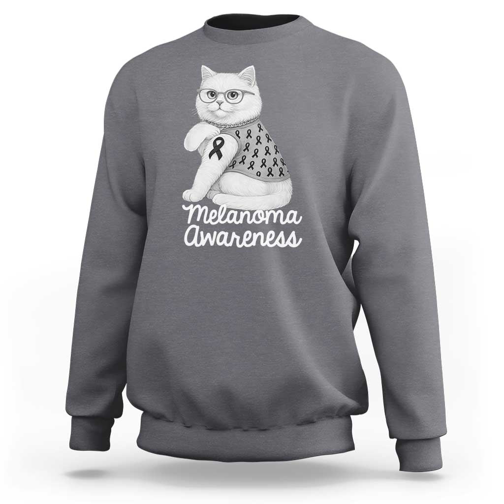 British Shorthair Skin Cancer Awareness Sweatshirt Melanoma Fighter Cat Gift