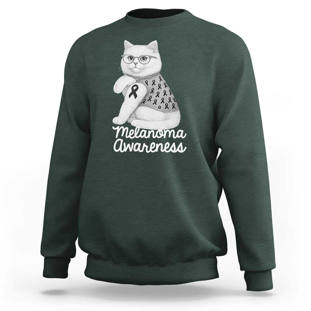 British Shorthair Skin Cancer Awareness Sweatshirt Melanoma Fighter Cat Gift