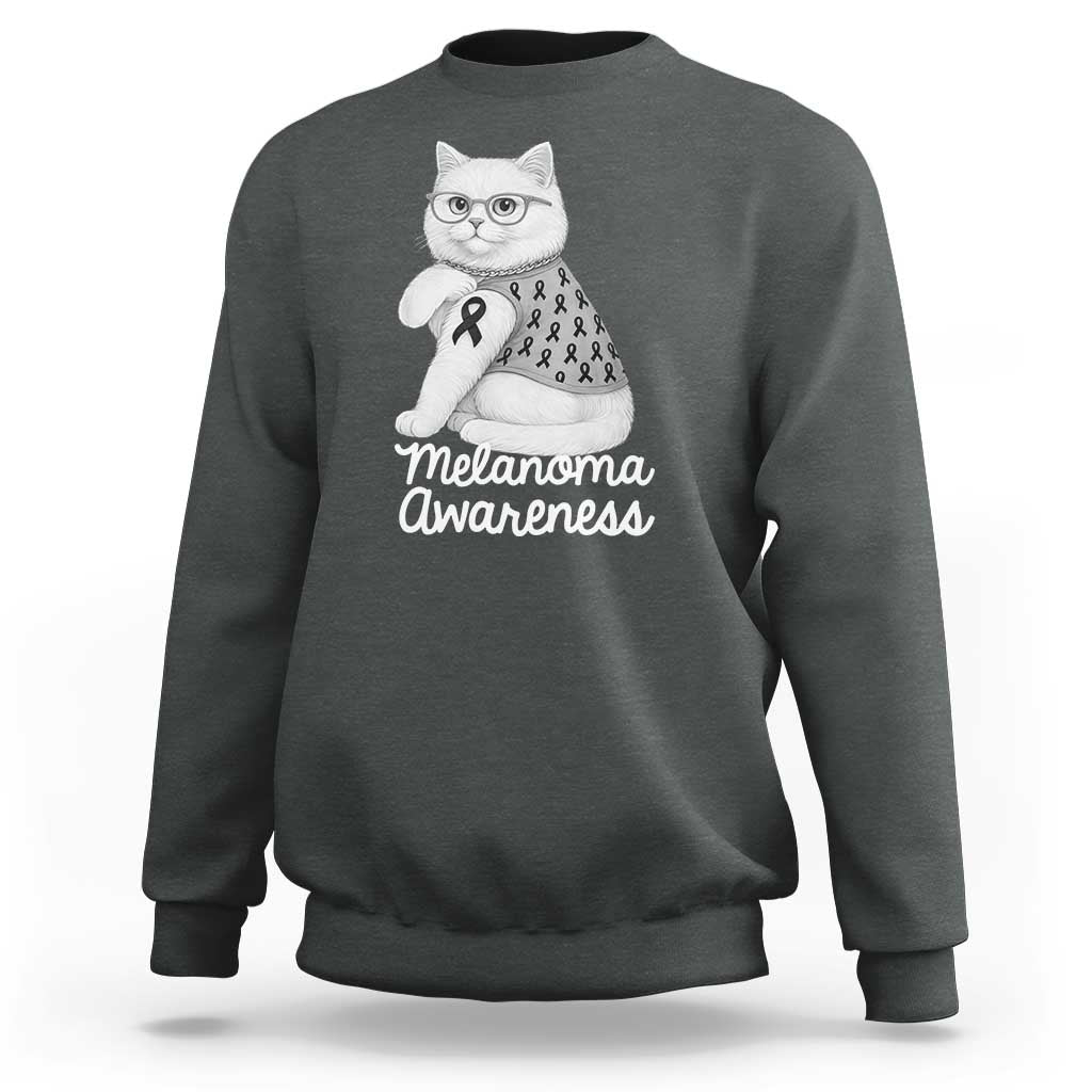 British Shorthair Skin Cancer Awareness Sweatshirt Melanoma Fighter Cat Gift
