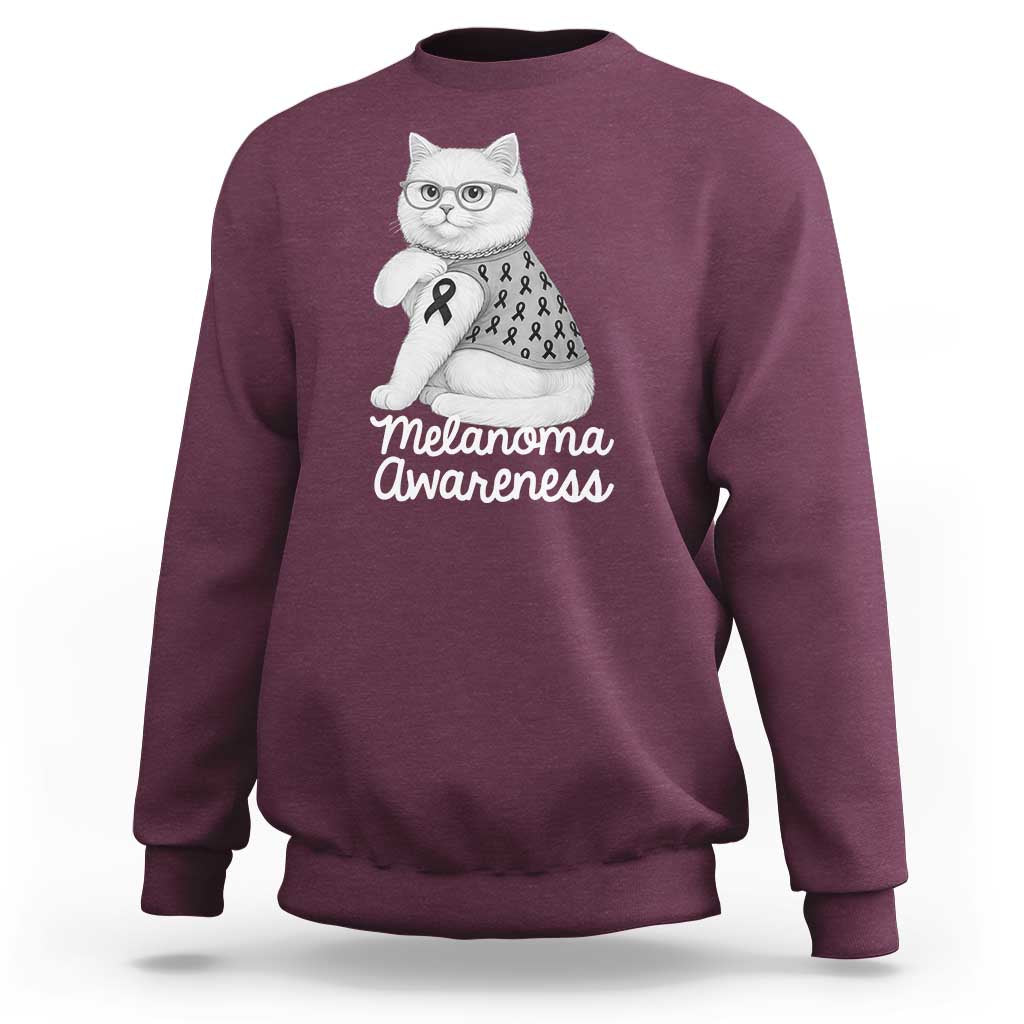 British Shorthair Skin Cancer Awareness Sweatshirt Melanoma Fighter Cat Gift