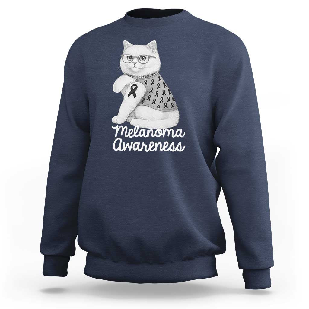 British Shorthair Skin Cancer Awareness Sweatshirt Melanoma Fighter Cat Gift