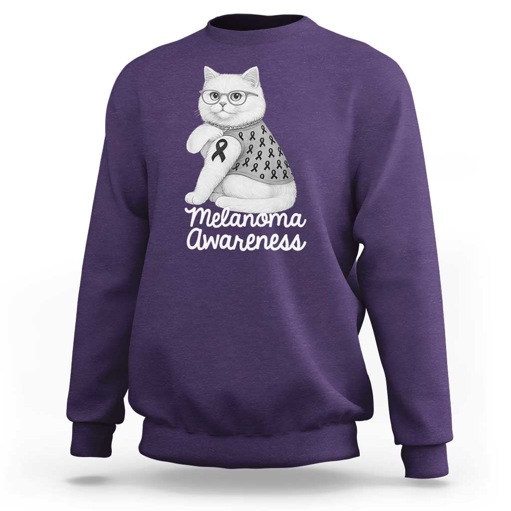 British Shorthair Skin Cancer Awareness Sweatshirt Melanoma Fighter Cat Gift