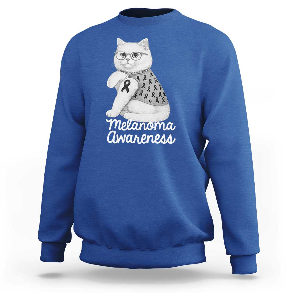 British Shorthair Skin Cancer Awareness Sweatshirt Melanoma Fighter Cat Gift