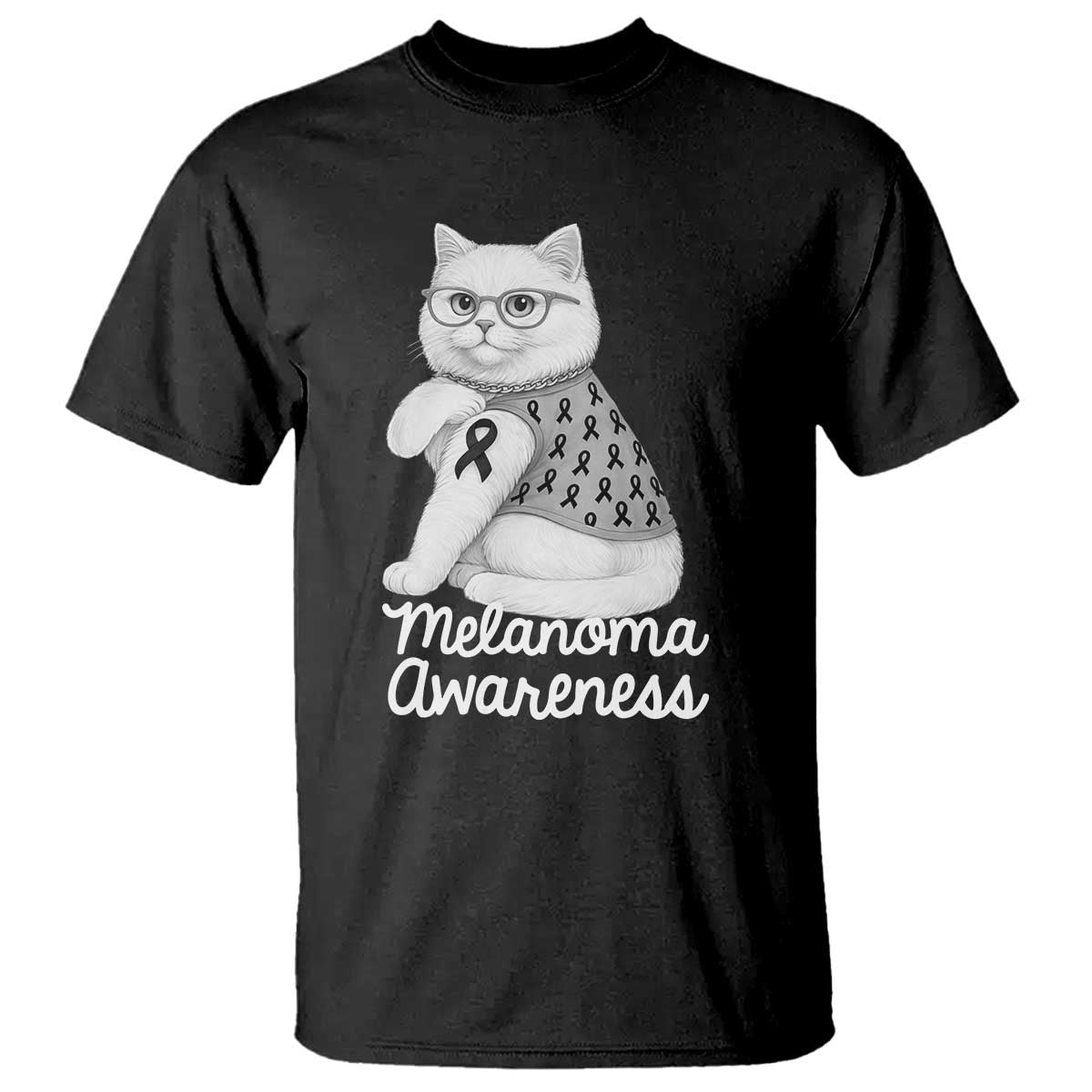 British Shorthair Skin Cancer Awareness T Shirt Melanoma Fighter Cat Gift